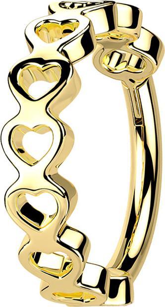 Star Piercing Micro Segmentring klappbar vergoldet Herzen (Chirurgenstahl 316L)
