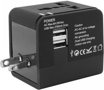 Actual product image Sbox TA-23 Universal Travel Adapter with Dual USB Charger