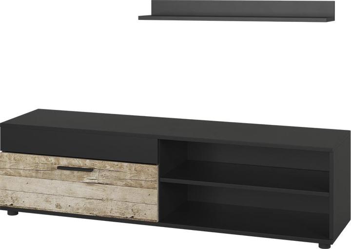 Produktbild Vichy Lowboard & Regal Berno, Schwarz/Sandeiche, mit 1 Klappe