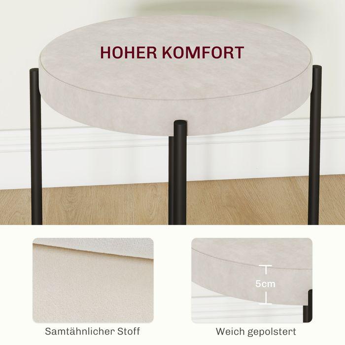 Produktbild Swisshandel24 4er-Set Küchenhocker 4-er Set, stapelbar, Samtoptik, bis 100kg, Metallrahmen, 41,5x41,5x46cm, Cremew