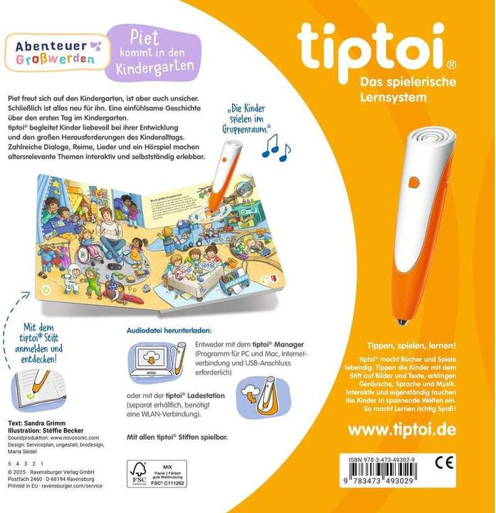 Produktbild tiptoi Abenteuer Grosswerden: Piet kommt in den Kindergarten (Deutsch, Sandra Grimm, 2025)