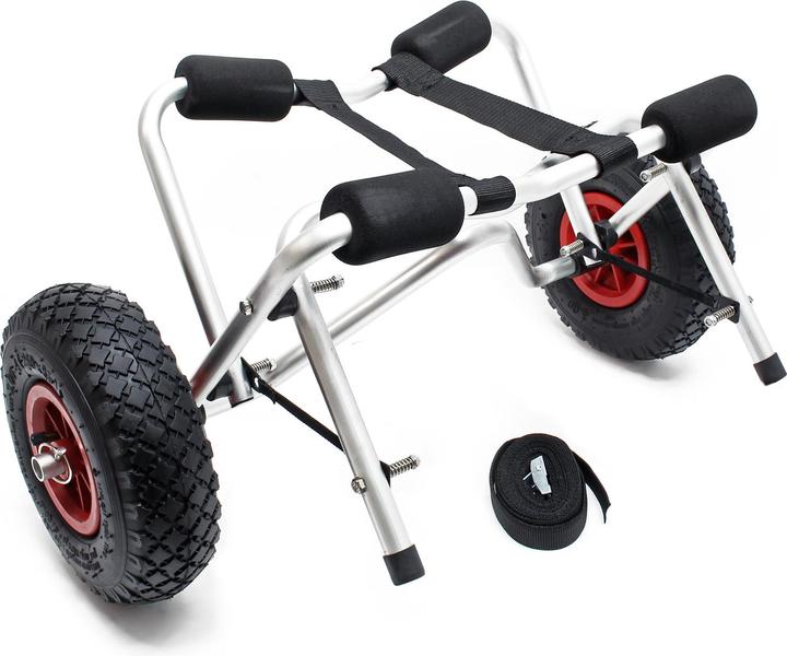 Wiltec Chariot de transport pliable pour Kayak Canoë avec Sangle Remorque pour bâteau et Planche de surf (1 pers.)