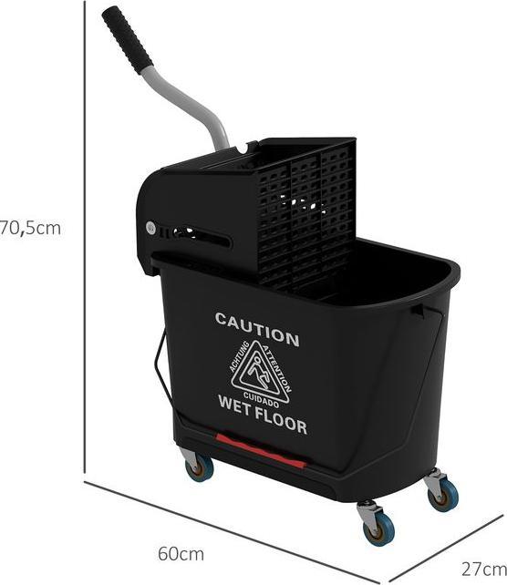 Image du produit Swisshandel24 Putzwagen Fahreimer Putzeimer 20 Liter Wischwagen mit Presse 2 Kammern Schwarz (1 pcs)