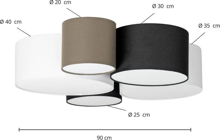 Actual product image Lindby Lettie Ceiling Lamp in Textile, 5 Flames (E27)