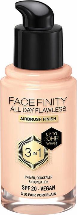 Produktbild Max Factor Facefinity All Day Flawless 3 In 1 Foundation C10-Fair Porcelain 30ml (Nº C10 Fair porcelain)