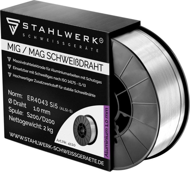 Produktbild Stahlwerk Schweissdraht MIG MAG Aluminium ER4043 AlSi5 1,0 mm 2 kg Drahtrolle