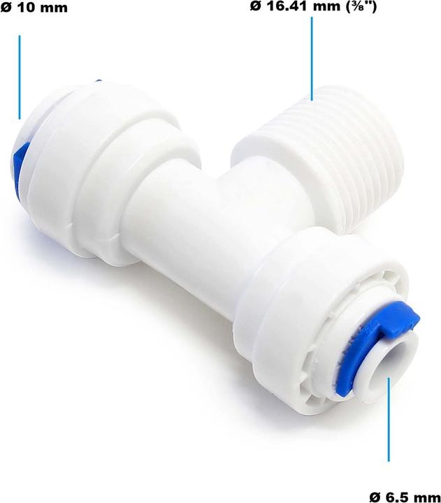 Actual product image Naturewater Jaco T-Fitting Connection for Osmosis Units 16.41mm ET (3/8") (6.35 mm)