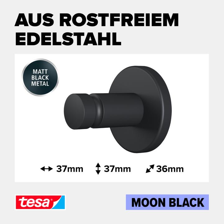 Immagine prodotto tesa MOON BLACK Gancio per asciugamani con soluzione adesiva senza forare