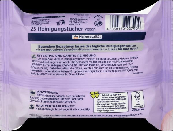 Image du produit dm Balea Lingettes nettoyantes micellaires (Chiffons de nettoyage)