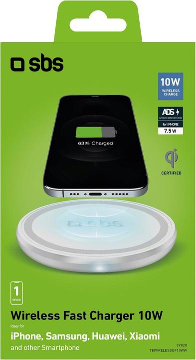 Produktbild SBS Wireless Charger Base 10W Qi-kompatibel weiss (10 W)