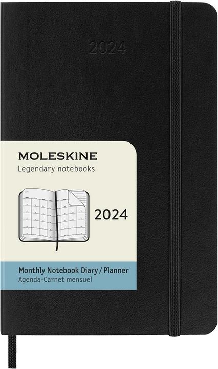 Image du produit Moleskine 12 mois calendrier mensuel 2024, Pocket/A6, noir (A6, Anglais)