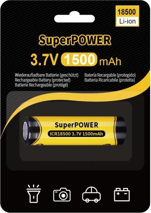 Produktbild Autre SuperPOWER pile lithium-ion 18500 1500 mAh - 3,7 V (protégé) (18500, 1500 mAh)