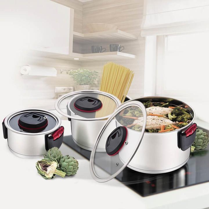 Immagine prodotto Maestro MR-3530-6 Topfset mit Klappgriffen 6 Stück (24 cm, Set di pentole e padelle da cucina, Acciaio inossidabile)