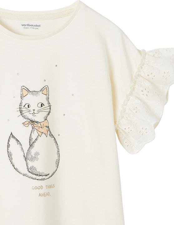 Vertbaudet Mädchen T-Shirt mit Volantärmeln, Bio-Baumwolle