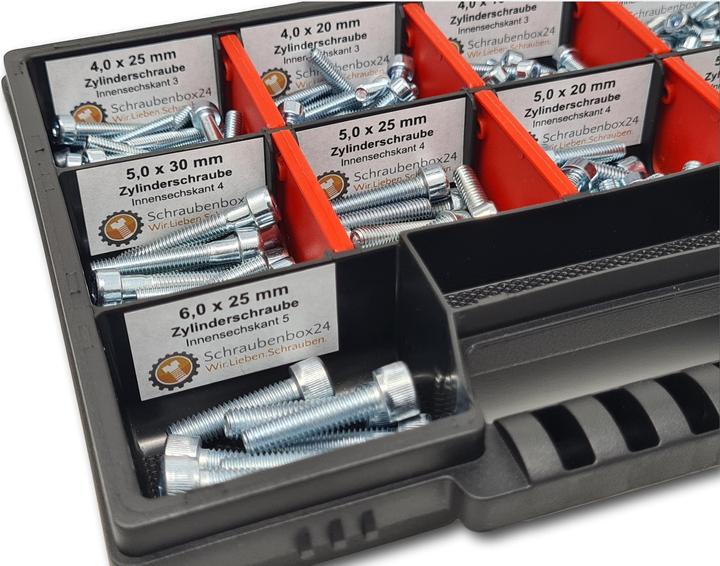 Produktbild Schraubenbox24 Zylinderkopfschrauben Sortiment M4-M5-M6 // 12mm-30mm 210 tlg. Schraubenbox (210 Schrauben pro Stück)