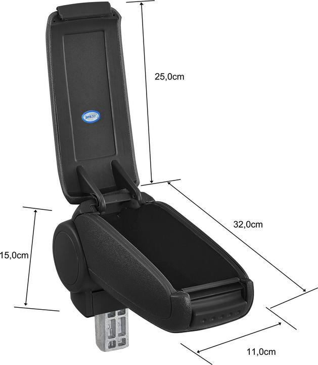 Actual product image Pro-Tec Centre armrest Suzuki SX4 Fiat Sedici with storage compartment textile black