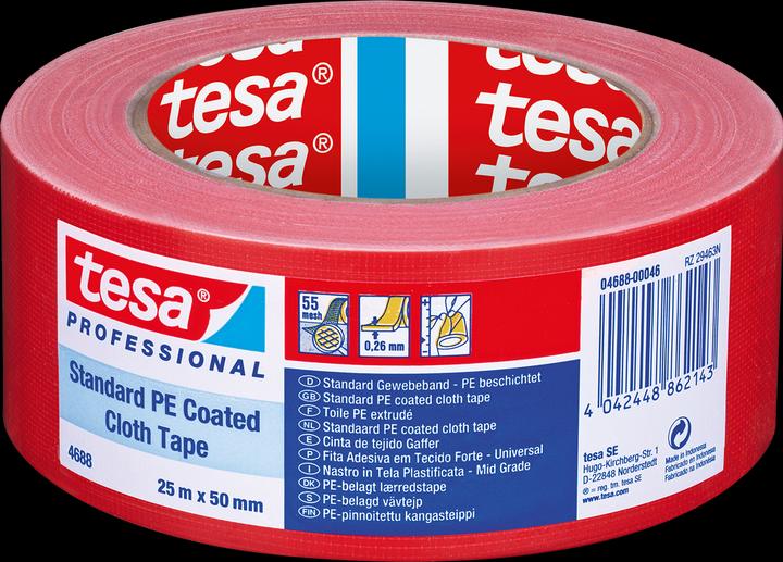 Produktbild tesa 4688 rot 1pièce (S) Klebeband für Büro – Klebeband für Büro (rot) (50 mm)