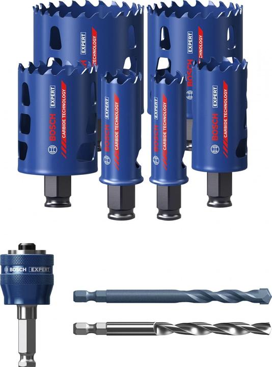 Produktbild Bosch Professional Zubehör EXPERT Tough Material Lochsäge-Set, 22/25/35/51/60/68 mm, 9-tlg. (51 mm, 22 mm, 68 mm, 35 mm, 60 mm, 25 mm)