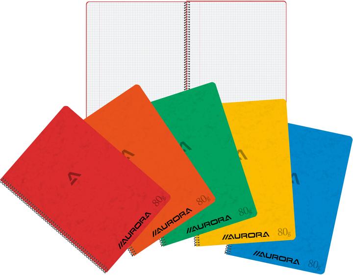Produktbild Aurora Notizbuch Spiralbindung DIN A4 Kariert Pappe Farbig sortiert (A4, Kariert)