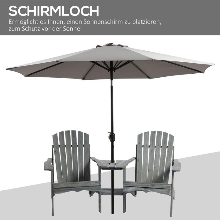 Actual product image Outsunny Garden Bench with Table and Umbrella Hole