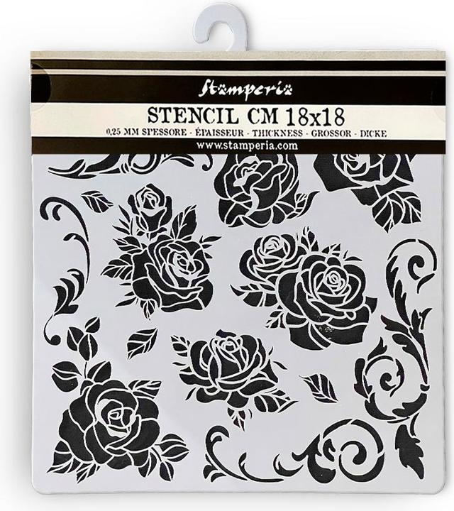 Produktbild Stamperia Schablone "Shabby Rose - Pattern", 18x18cm