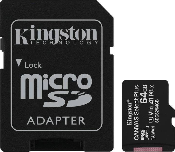 Kingston Canvas Select Plus microSD 64GB (64 GB, microSDXC, U3, UHS-I)