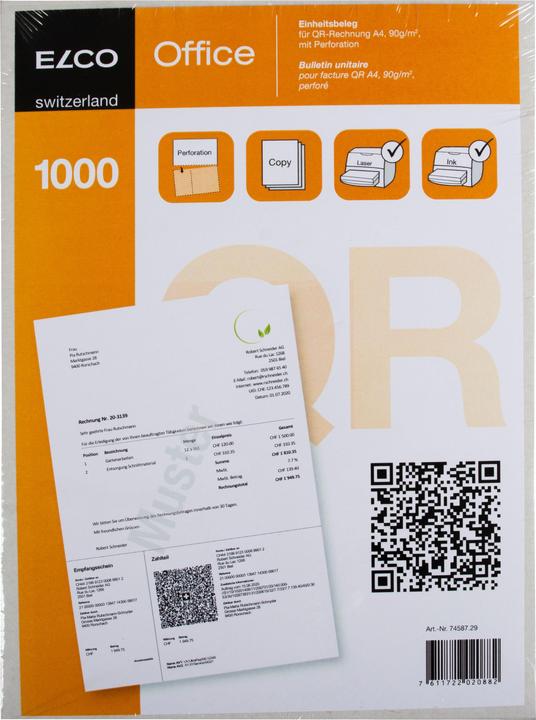 Elco Rechnungsformular für QR-Rechnungen (1000 x)