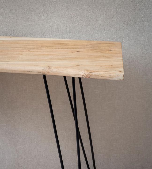 Produktbild FineBuy Konsolentisch Anrichte 150 cm Ablagetisch Massivholz Baumkante Modern (150 x 75 x 35 cm)