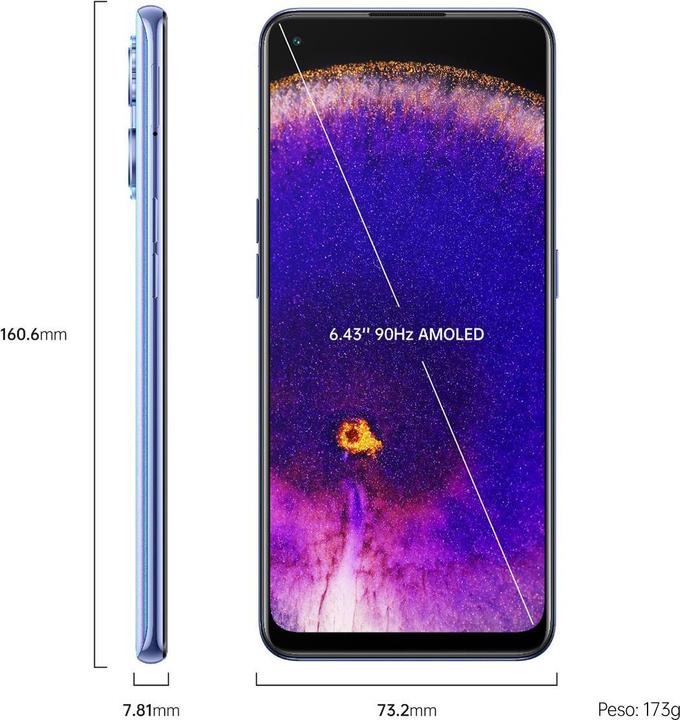 Actual product image OPPO Find X5 Lite (256 GB, Startrails Blue, 6.43", Dual SIM, 64 Mpx, 5G)