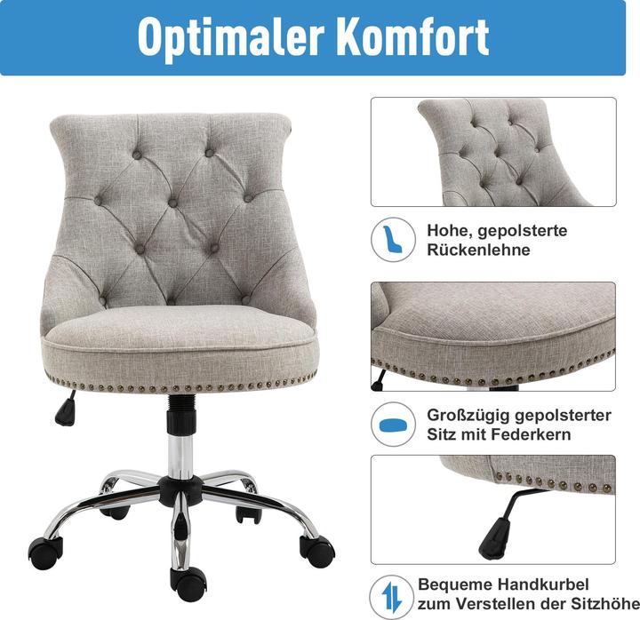 Immagine prodotto Homcom Polsterstuhl mit Chesterfield-Lehne