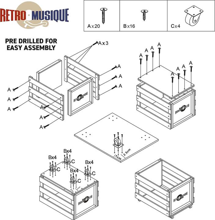 Image du produit Retro Musique Boîte de rangement jusqu'à 100 albums