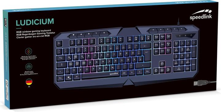 Produktbild Speedlink LUDICIUM RGB Rainbow Gaming Keyboard, black (DE, Kabelgebunden)