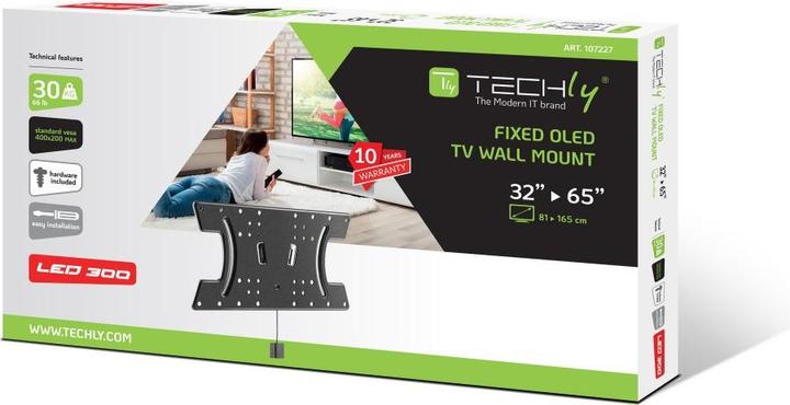 Actual product image Techly Wall Mount Slim for OLED TV 32"-65", black (Wall, 65", 30 kg)