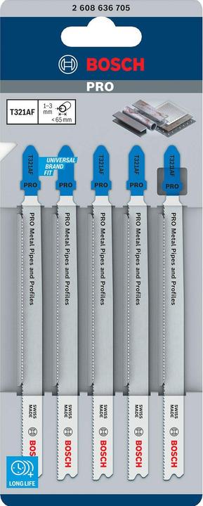 Produktbild Bosch Professional Zubehör PRO Metal Pipes and Profiles T321AF Stichsägeblatt, 132 mm, 5-tlg.