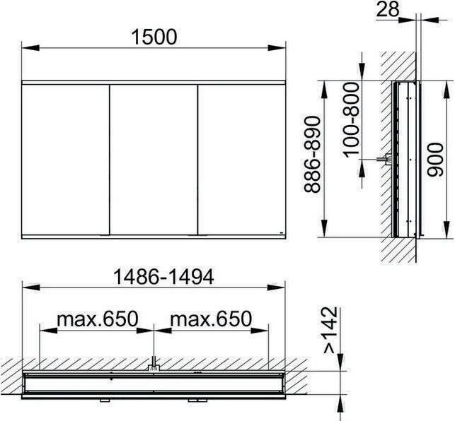 Produktbild Keuco Spiegelschrank ROYAL MODULAR 2.0 Breite 1500mm Höhe 900mm Tiefe 160mm