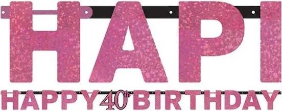 Produktbild Amscan Guirlande Happy Birthday "40 ans" Rose