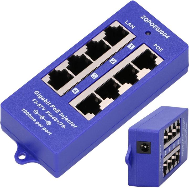 Actual product image Extralink POE INJECTOR 4 PORT GIGABIT - - 4-Port Gigabit Ethernet (802.3at (PoE+), 48 W)