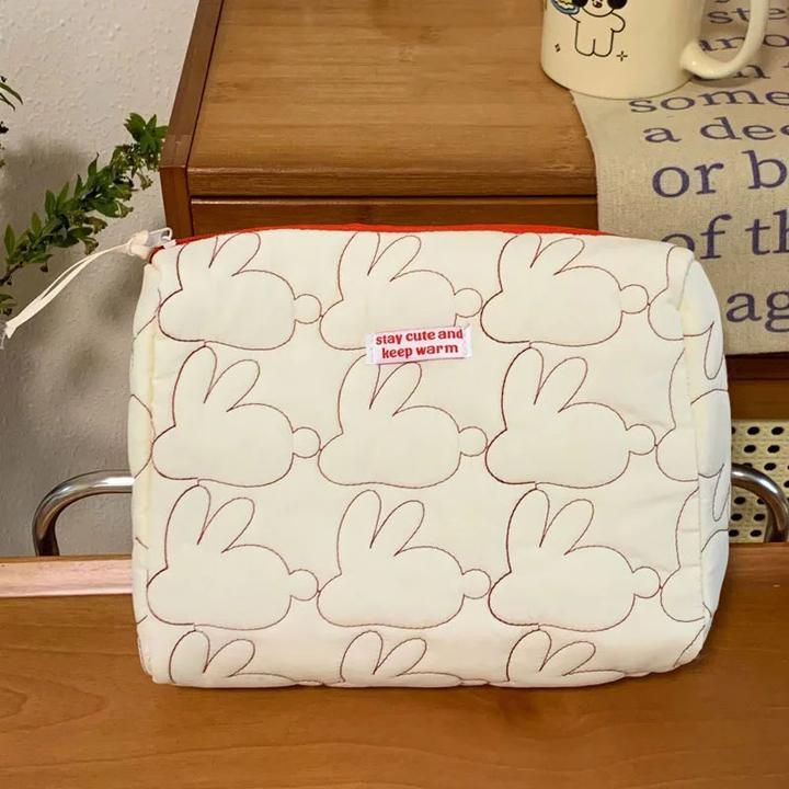 Image du produit Only-Bags.Store Sac cosmétique en coton matelassé à rabat Etuis de maquillage Pochette d'organisation de voyage
