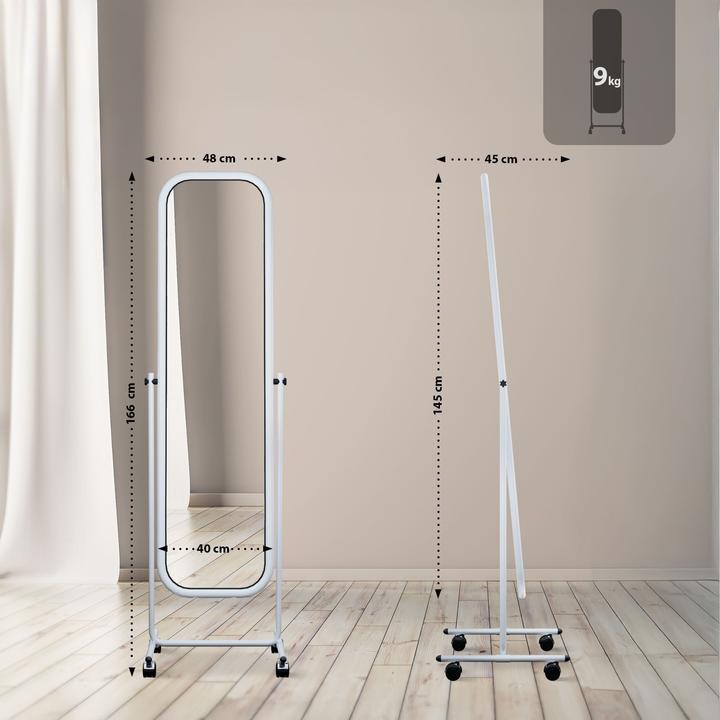 Produktbild CLP Standspiegel Medusa Eckig, weiss (48 x 166 cm)