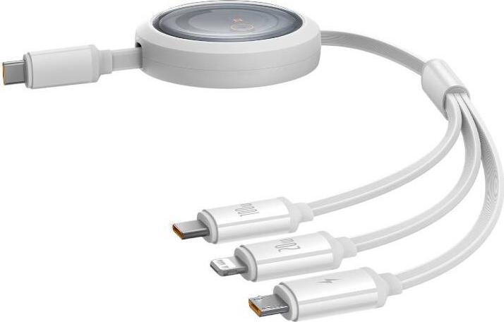 Productafbeelding Baseus Snellaadkabel 3in1 Free2Draw USB-C naar USB-C/Lightning/Micro 100W, 1,1m (wit) (1.10 m, USB 3.2 Gen 1, 100 W)