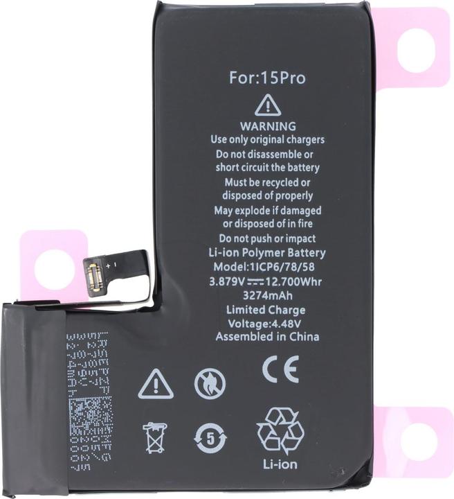Actual product image AccuCell Akku Apple iPhone 15 Pro, A3011, 1/CP6/78/58