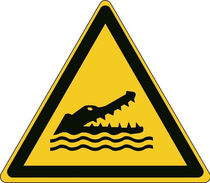 Actual product image Brady ISO safety sign - warning of crocodiles, alligators or caimans