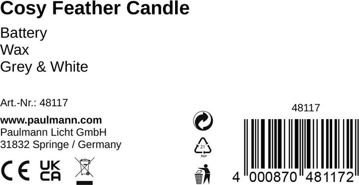 Actual product image Pauleen LED candles set Cosy Feather Ø 7.6 cm, set of 2, gray (1 x)