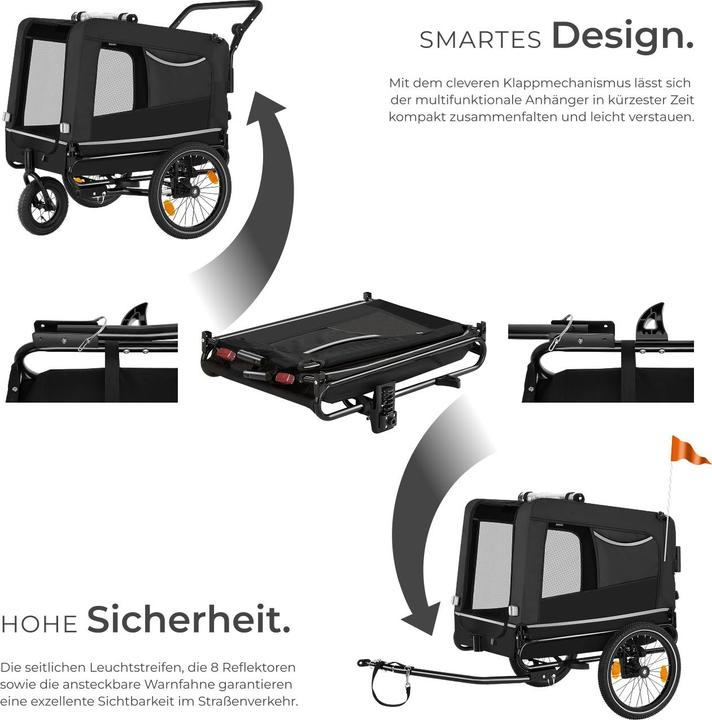 tectake Hundeanhänger WoofRider multifunktional, faltbar, bis 40kg