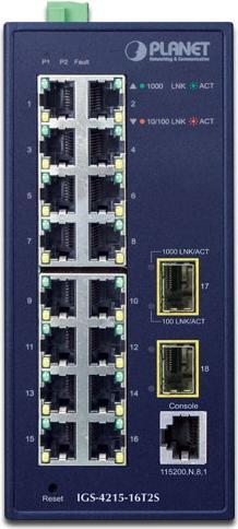 Image du produit Planet IGS-4215-16T2S Commutateur réseau non administrable L2 Gigabit Ethernet (10/100/1000) bleu (18 Ports)