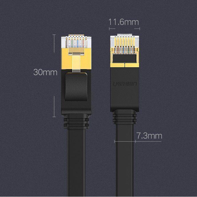 Produktbild Ugreen NW106 Ethernet RJ45 Plochý síťový kabel, Cat.7, STP, 3m (černý) (STP, CAT7, 3 m)