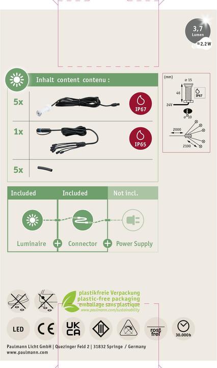 Produktbild Paulmann Outdoor Plug & Shine MicroPen II Ergänzungsset (3 lm, IP65)