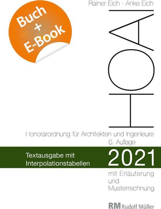 Immagine prodotto HOAI 2021 – Textausgabe mit Interpolationstabellen - mit E-Book (PDF) (Tedesco, Anke Eich, Rainer Eich, 2021)