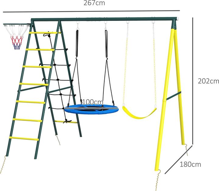 Actual product image Outsunny Kinderschaukel Stahl, Kunststoff Gelb+Grün