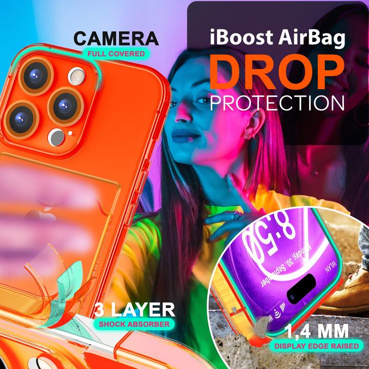 Immagine prodotto Nalia Portacarte trasparente in silicone trasparente al neon (Apple iPhone 16 Pro Max)